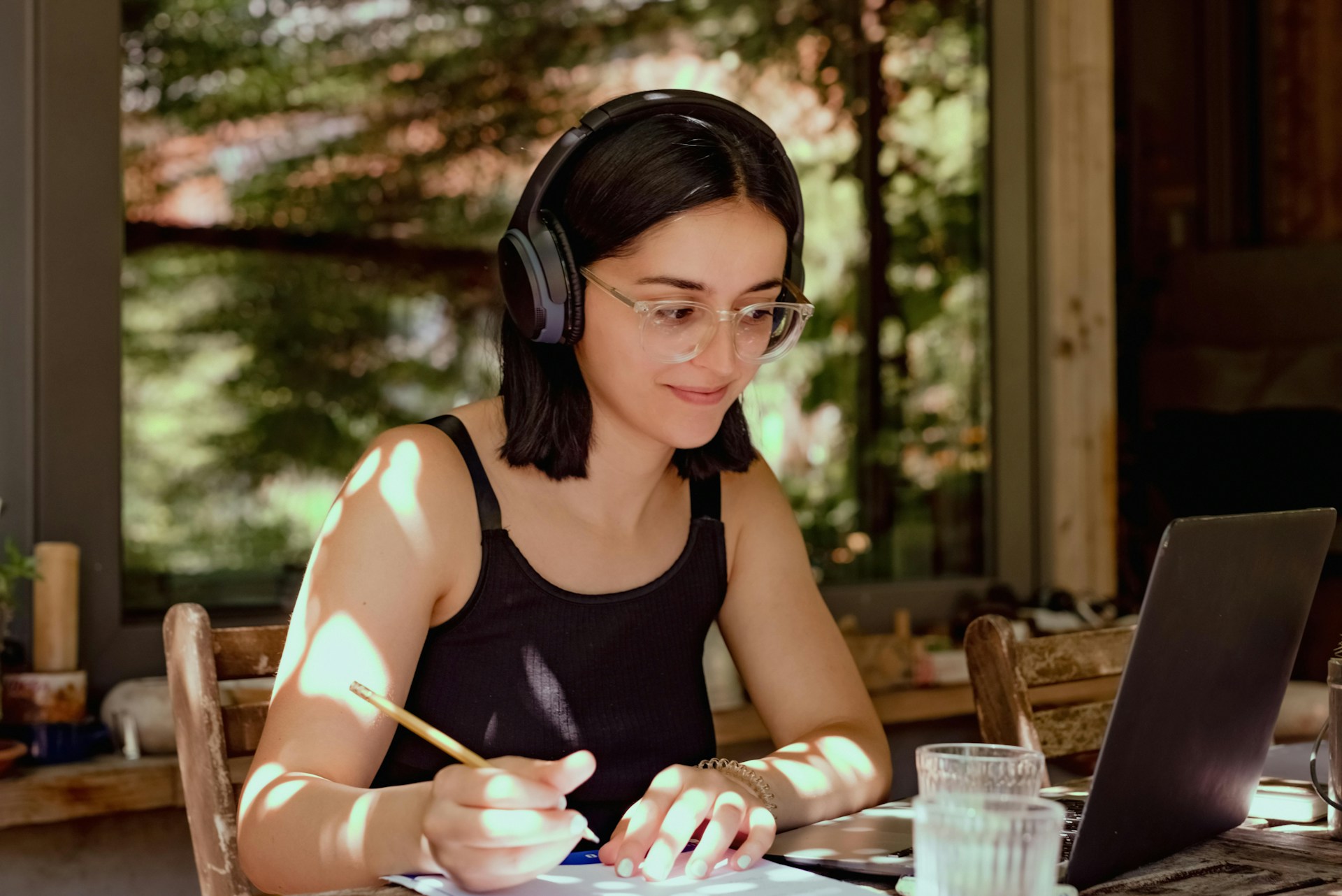 woman studying